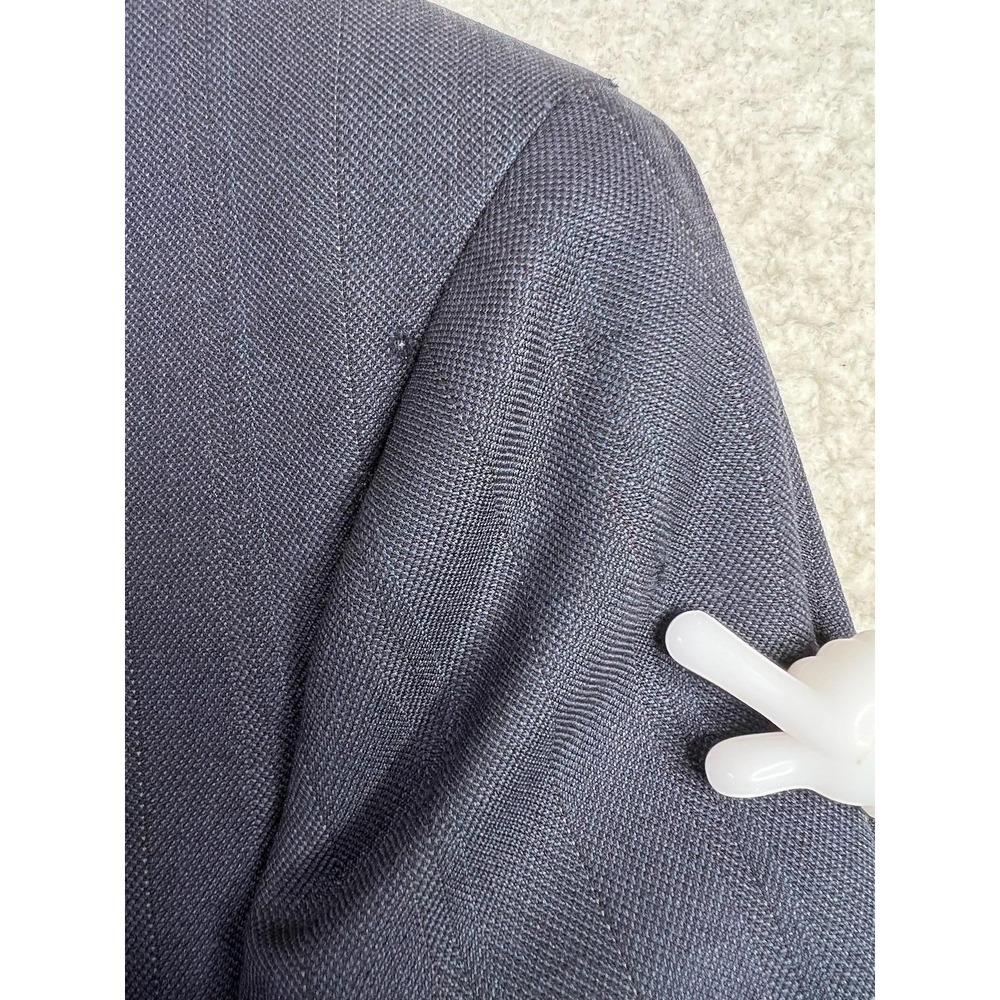 Nordstrom Suit Jacket Mens 43L Blue Stripe Wool Double Breasted USA - Picture 3 of 16